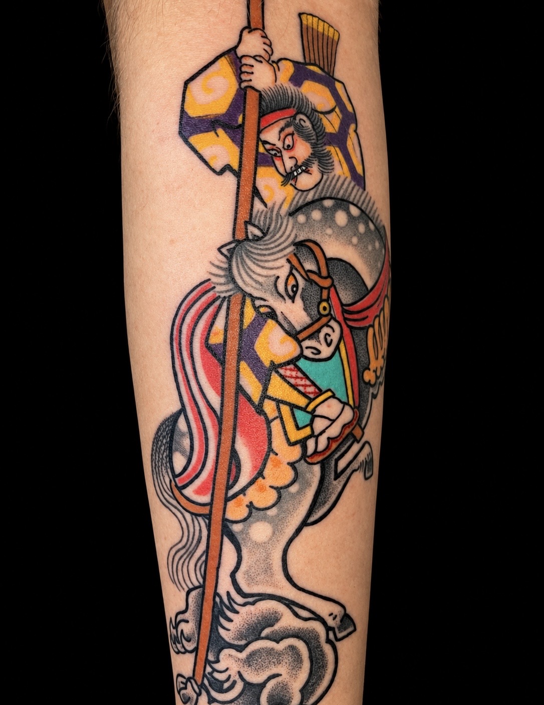 Japanese warrior on horseback tattoo